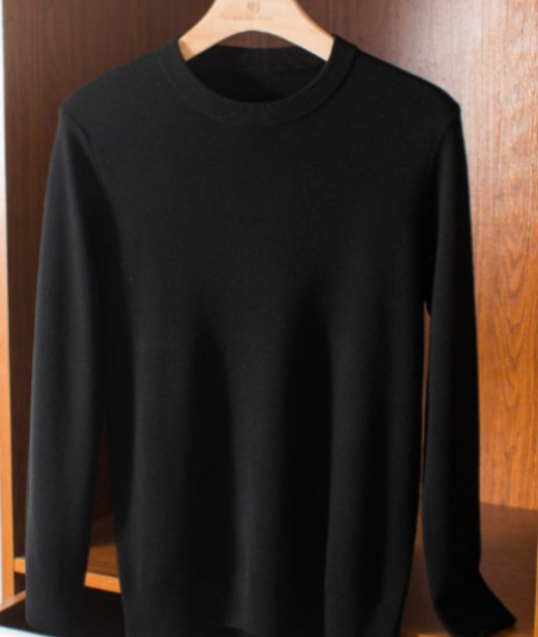 a538 Men Wool Sweater Four-pin Thick Warm Round Neck Autumn and Winter Bottoming Knitted