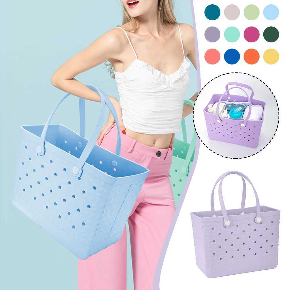 Minimalist Solid Color Eva Summer Beach Tote Bag Lightweight Toiletry Womens Beach Handbag Z260227