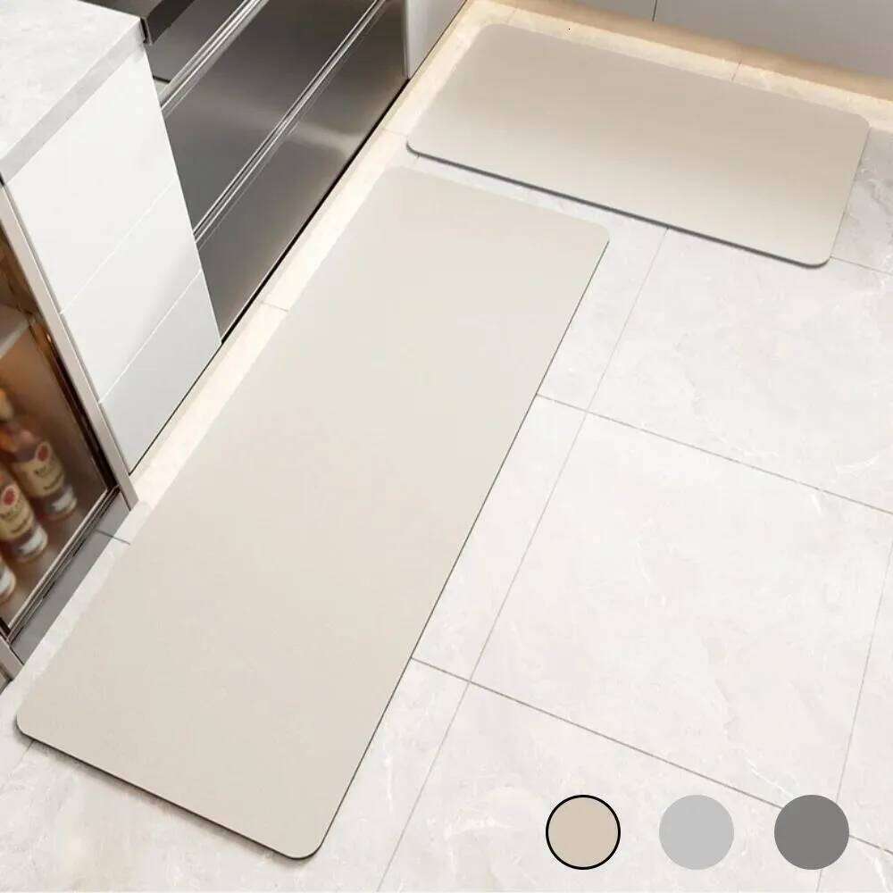 Super Absorbent Floor Mat Long Diatomite Kitchen Rug Soft Washable Carpets Solid Color Bathroom Entrance Doormat H260227-image-1095651568