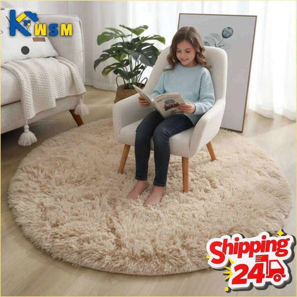 Super Soft Fluffy Round Rug Plush Carpet for Living Decor Cozy Bedroom Nursery Kids Room Home Floor Mat Decorative H260227-image-1095653047