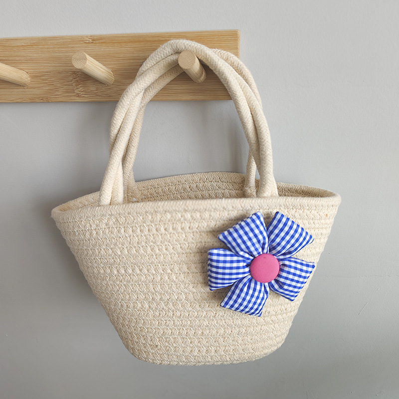 BG14 Niche Designed Womens Summer Handbag - Casual Woven Style With Cotton Rope Detailing