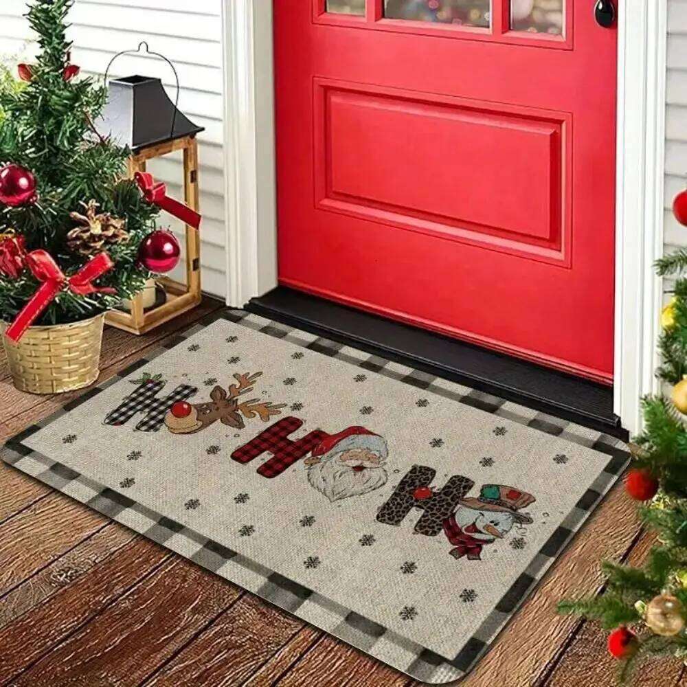 VIKAMA Christmas Happy Welcome Santa Claus Reindeer Kitchen Carpet Entrance Floor Mat Holiday Home Decoration H260227-image-1095656198