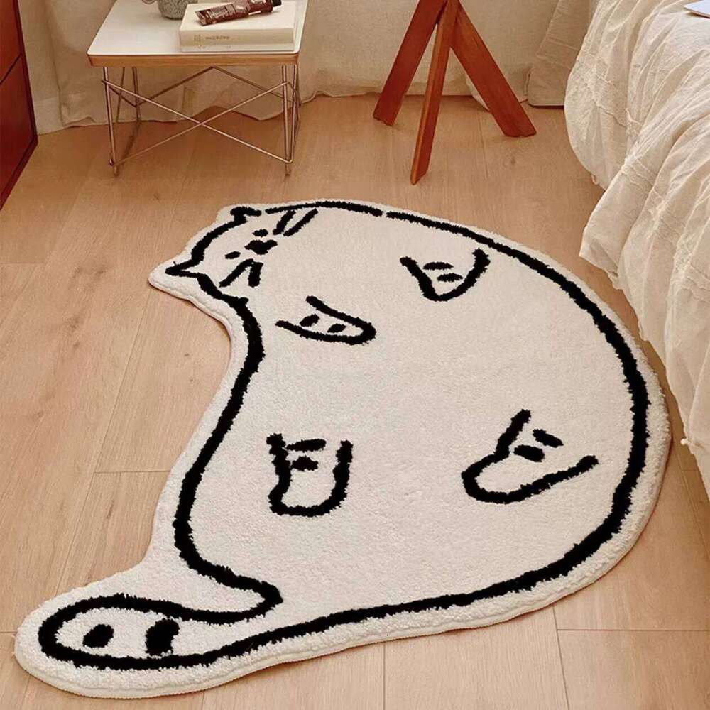 VIKAMA Sleepy House Cute Cream Style Cat Bedroom Side Rug Children's High-Quality Fleece Soft Carpet Home Decoration H260227-image-1095652848