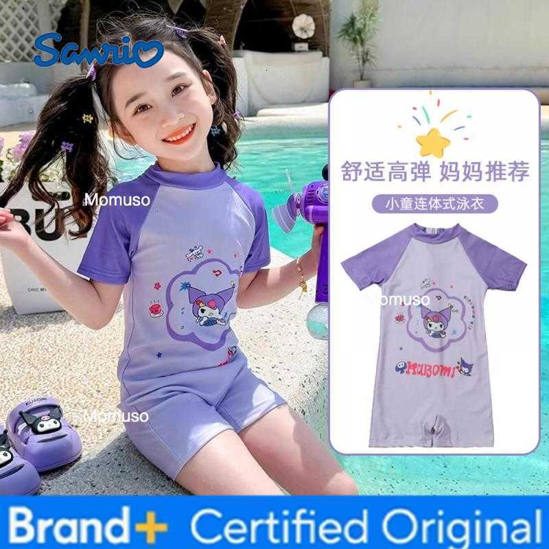 Sanrio Anime Kuromi filles enfants maillot de bain une pièce bonnet de bain Kawaii été bord de mer vêtements mignon enfants Festival cadeau H2602