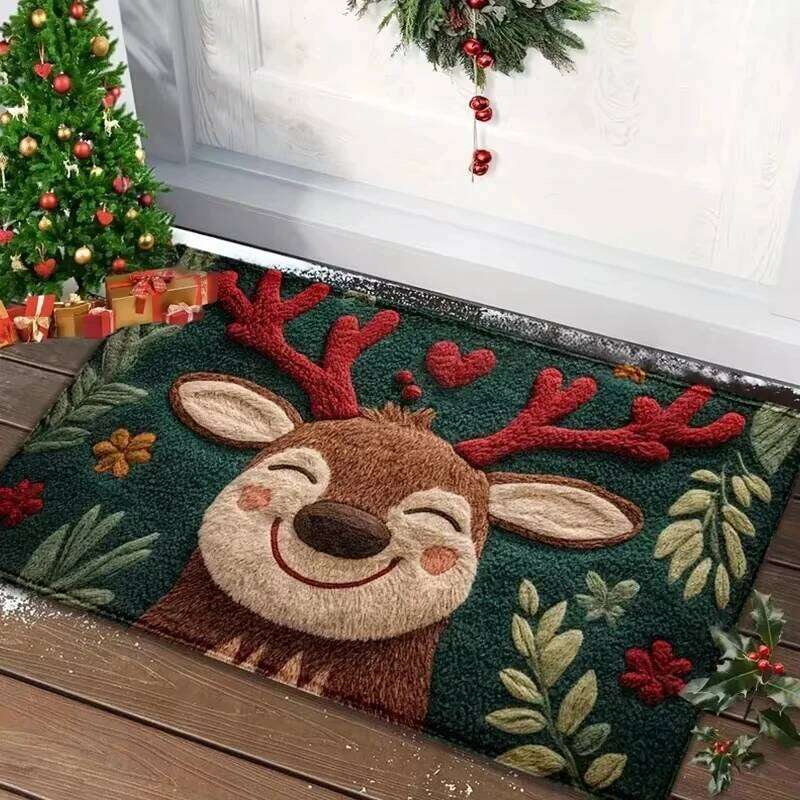 VIAMA Christmas Reindeer Anti Slip Carpet Comfortable Winter Bathroom Entrance Floor Mat Home Decoration H260227-image-1095653642