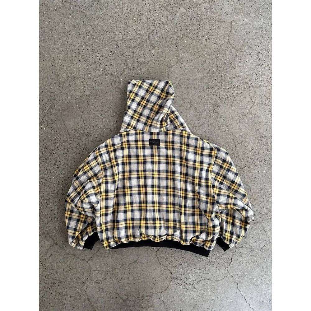 Korean Fashion Retro Plaid Double-Sided Black Minimalist Sweatshirt Men's Y2K New Harajuku Hip-Hop Gothic Couple Street Wear Z260226