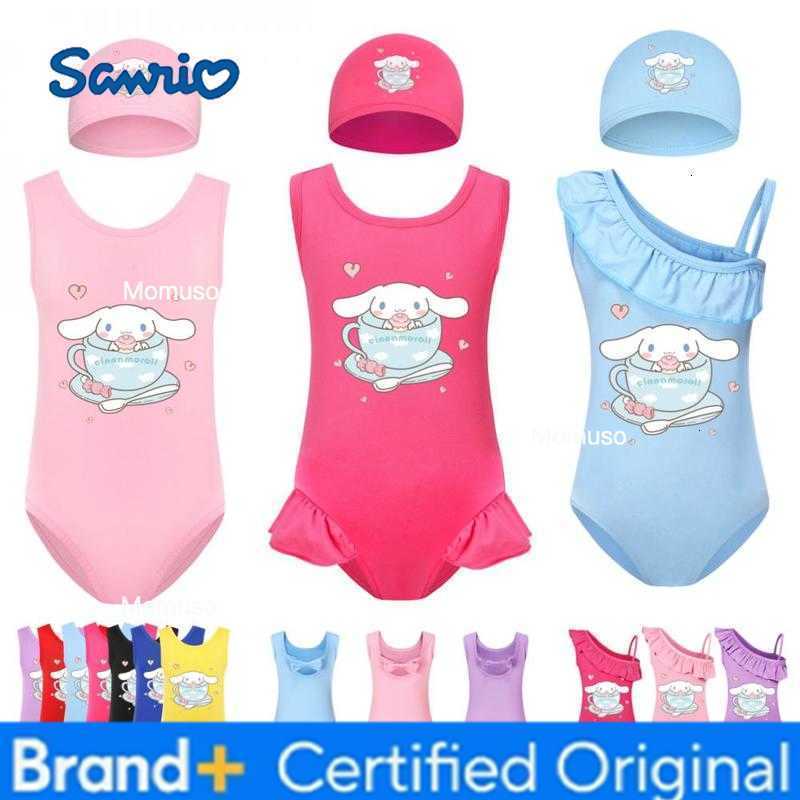 Sanrio Kawaii Cinnamoroll Bathing Suit Girls Kids Summer Swimsuit Anime Swimming Cap Seaside Beach Cute Swim Clothing Set Gift H260227-image-1095749558
