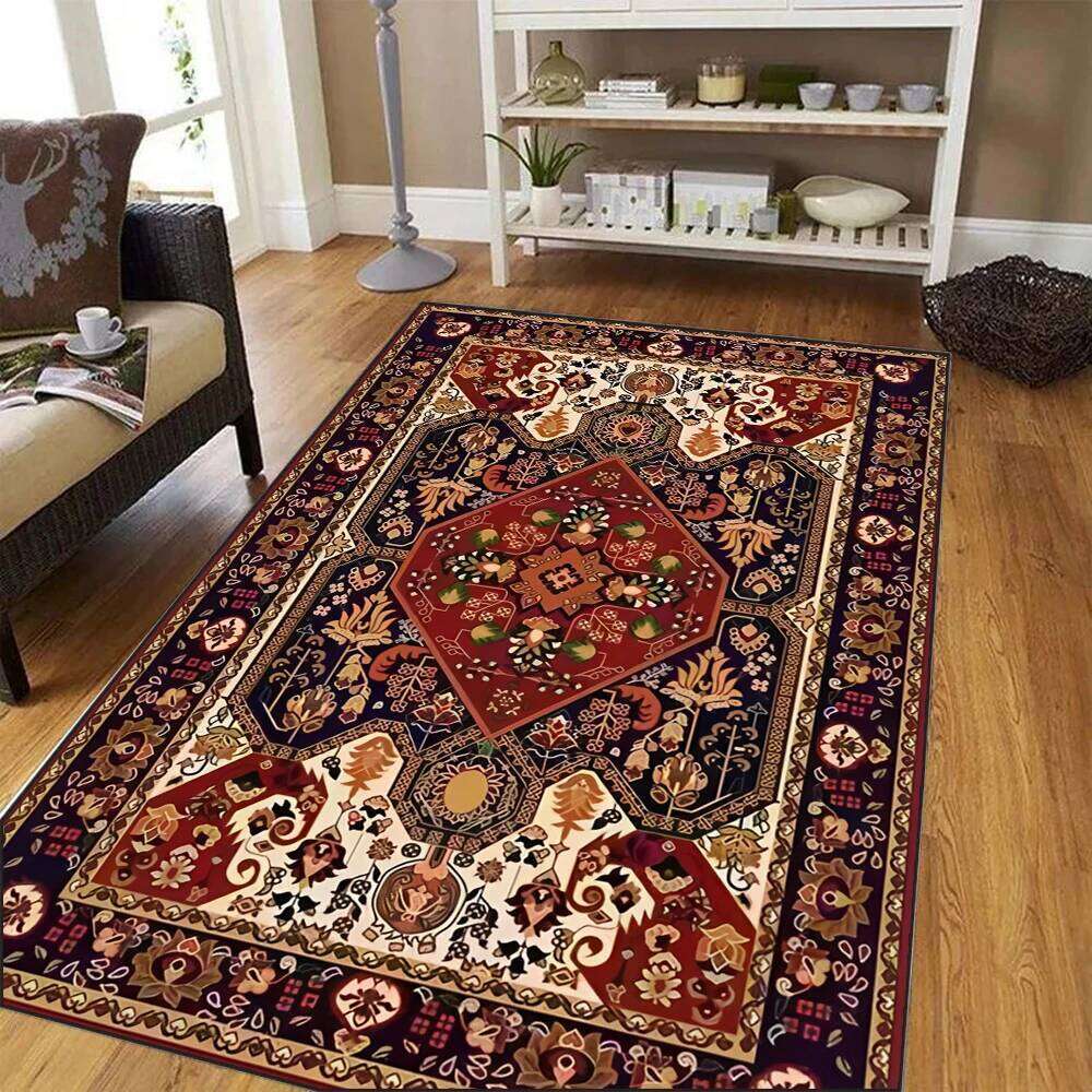 European Retro Floral Large Carpet for Living Room Luxury Persian Decor Rug Non-slip Bedroom Cloakroom Washable Soft DoorMat H260227-image-1095651338