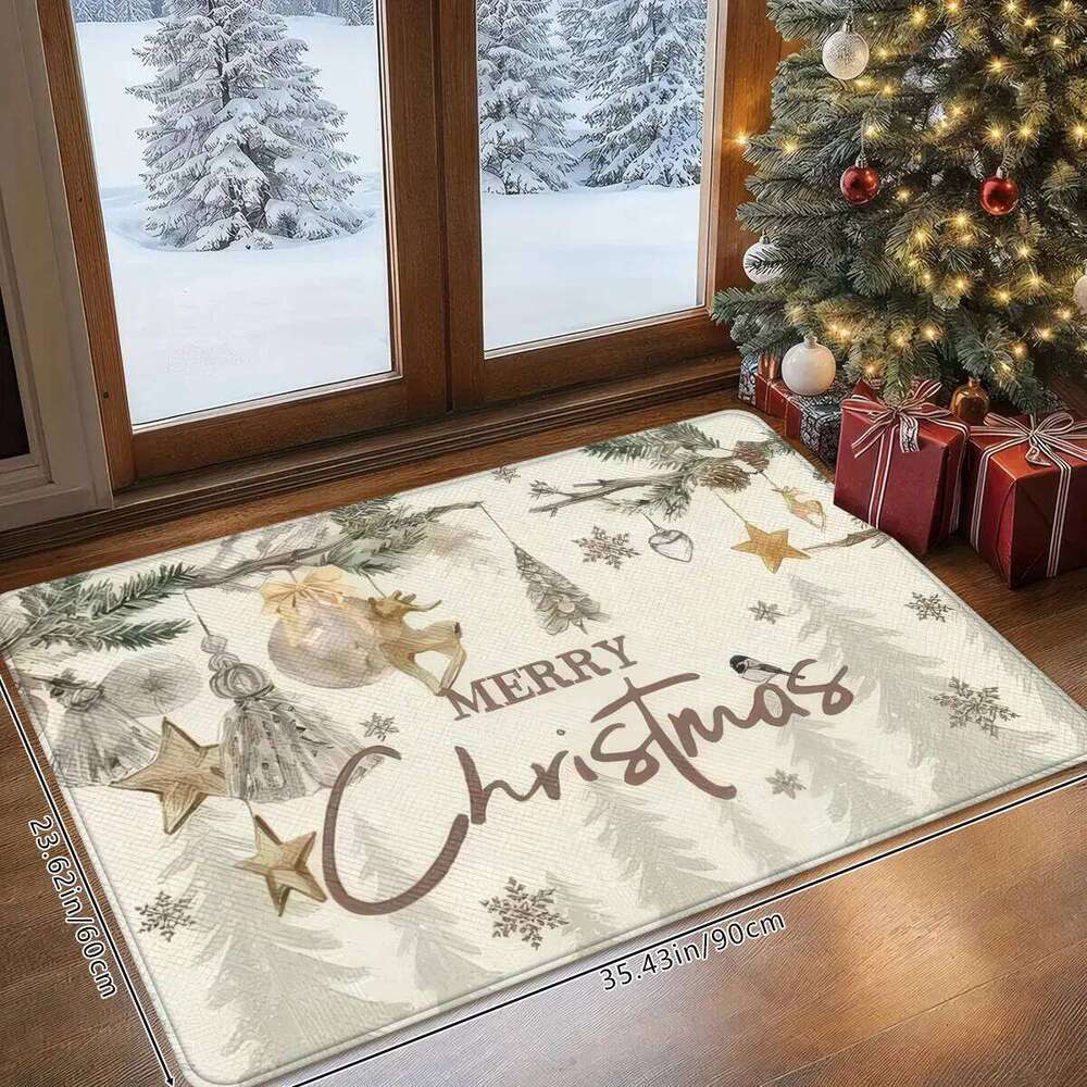 VIKAMA White Christmas Tree Pattern Bedroom, Living Room, Hallway Entrance Mat Soft Comfortable Rug Home Decor H260226-image-1095648020
