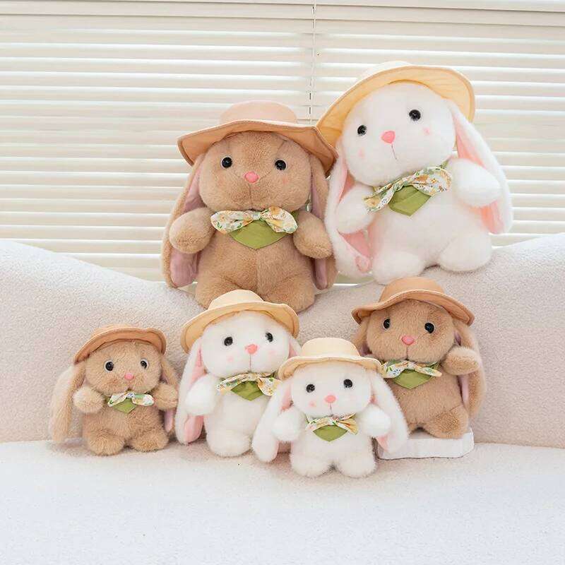 Bunny Soft Stuffed Plush Toys Brown White Rabbit Cute Plushies Doll Happy Easter Day Decor For He Favors Gifts 26H0227 K260327-image-1098172383