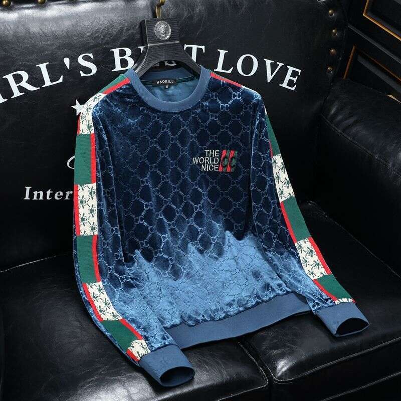 Exclusif Old Money Style Velours Jacquard Brodé Ras Du Cou Chemise À Manches Longues Sweat-Shirt Décontracté Haut Pour Vêtements D'extérieur