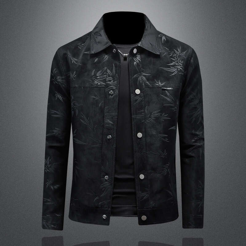 2025 New Men's Turn-Down Collar Jacket, Trendy Fashionable Slim Fit Versatile Motorcycle Leather Coat