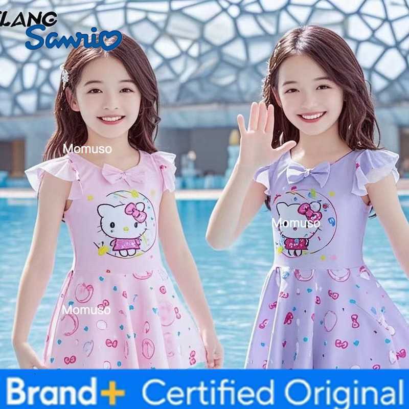 Sanrio 2026 Hello Kitty Girls Two Piece Swimsuit Cute Princess Style Quick Dry UV Protection Summer Swimwear for Toddlers Little Kids H260227-image-1095746842