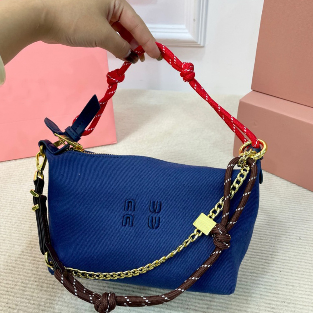 Evening Bags designer handbag luxury shoulder bags Cowboy Denim purse Sheepskin folds Crossbody bag Washed through Surfing rope Messenger bag