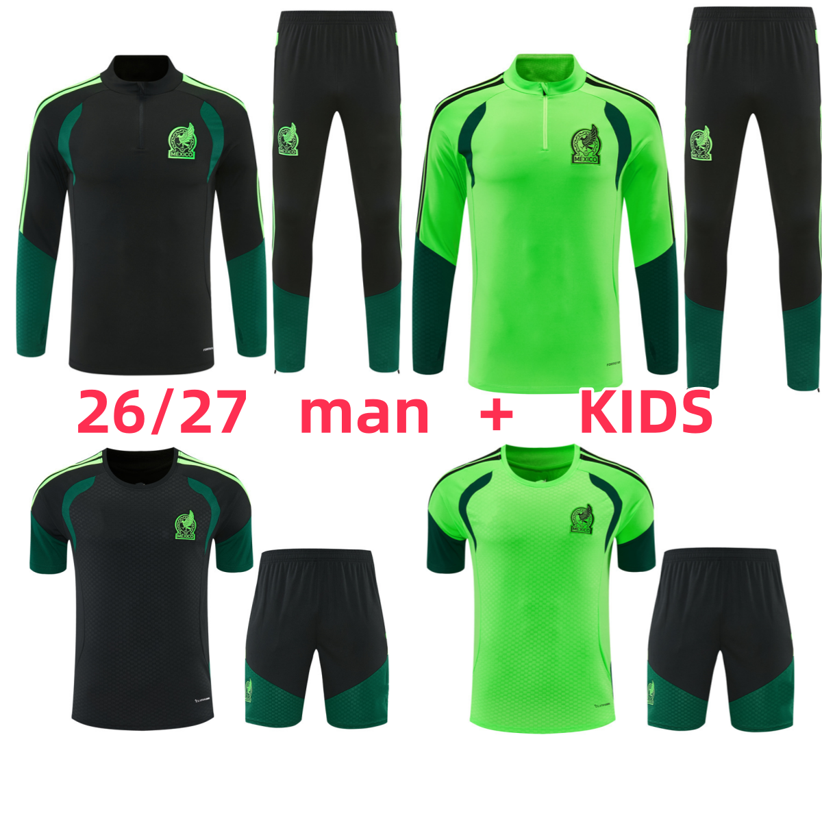 Mexico 2026 2027 voetbaltrainingspak Trainingspaksets 26 27 CAMPOS BLANCO H.SANCHEZ R.Marquez Voetbaltrainingspak voor heren en kinderen Jassets Cha