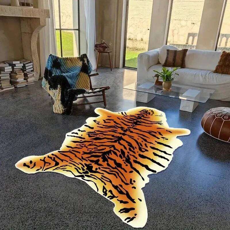 1pcs Imitation Animal Fur Floor Mat Living Room Bedroom Study Home Decoration Dirt-resistant and Easy To Care Carpet H260227-image-1095650919