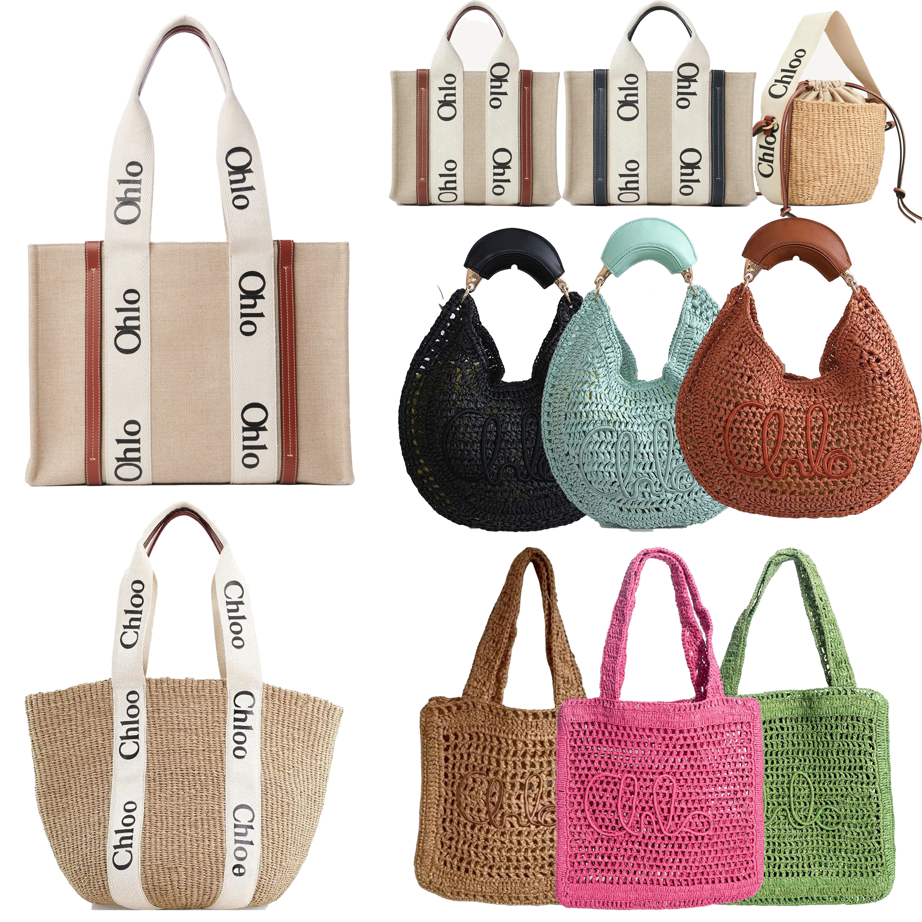 Designer Tote Luxury Beach Women's Fashion Linen Canvas High-Quality Shoulder Large Capacity Shopping Crossbody Bags Handbags