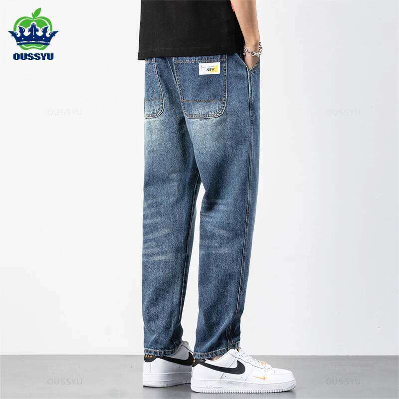 Autumn Winter High Quality Cotton Jeans Men Harem Ankle Length Pants Classic Retro Blue Brand Loose Denim Trousers Male 28-38 Z260227