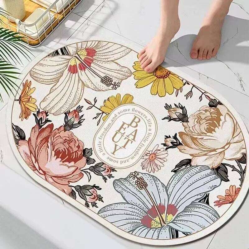 VIKAMA 40X60CM Oval Crystal Velvet Carpet Garden Flower Style Bathroom Toilet Living Room Door Non-Slip Mat H260227-image-1095653524