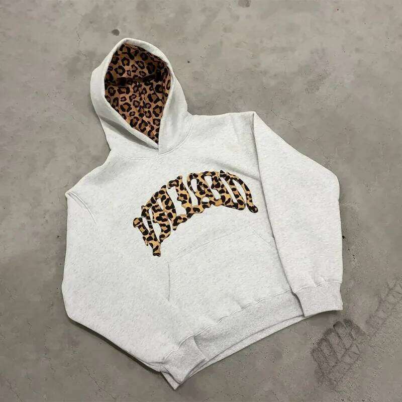 3 Pcs Sportswear Y2k Men Women Retro Superior Leopard Patchwork Set American Streetwear Unisex Boxy Casual Couples Apparel Z260226