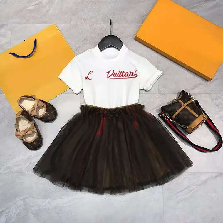 Designer Kids Dress Girls Shirt Dress Princess Skirt Girl Luxury Dress Child A-line Skirts Kids Shirts Skirt Baby Girls Dress Kids Designer Cloth-image-1095835385