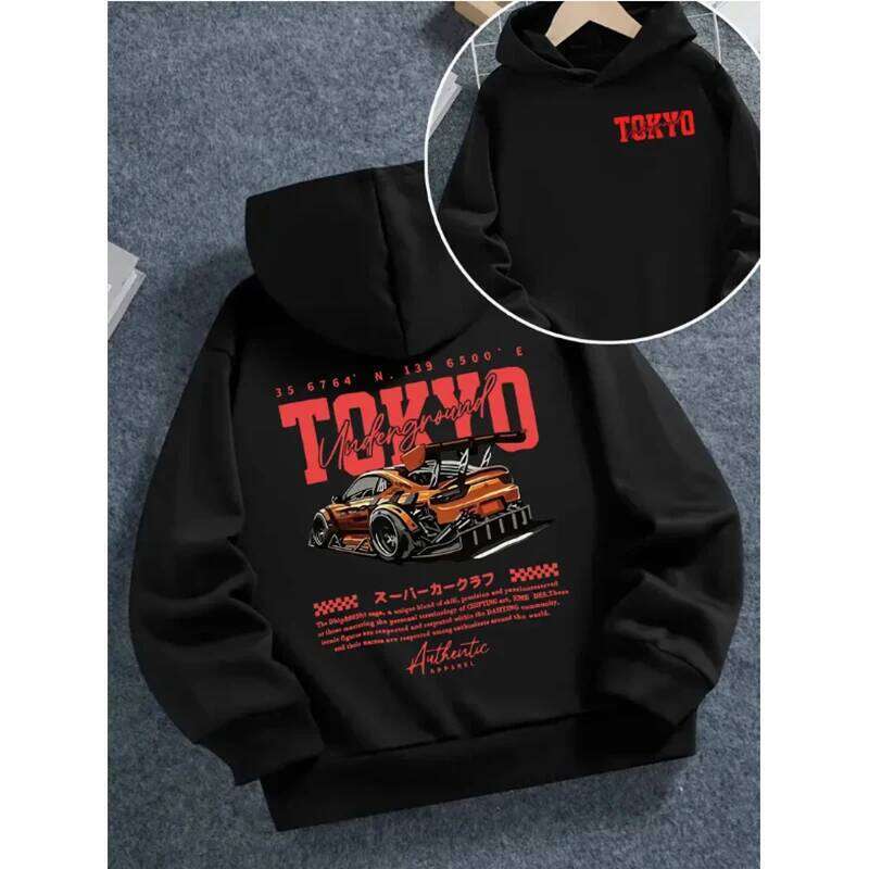 Sweat à capuche imprimé tendance pour hommes, décontracté et confortable, Style course souterrain de Tokyo, nouvelle collection printemps automne
