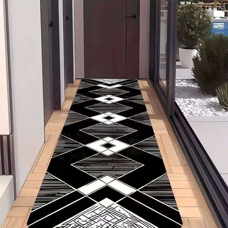 1pc Modern Minimalist Geometric Runner Non-Slip Home Decor Festive Decoration Rug Long Carpet That Is H260226-image-1095645991