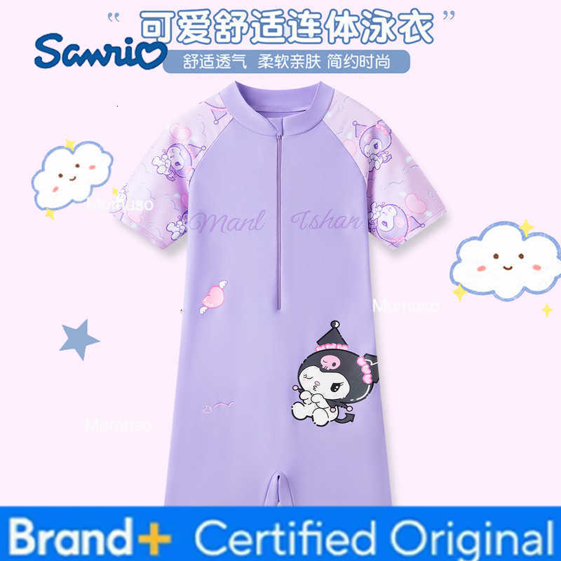 Sanrio Kawaii Childrens Kuromi Girl Conjoined Swimsuit My Melody Hot Spring Vacation Cute Fashion Printing Girl Swim Swimsuit H260227-image-1095749143