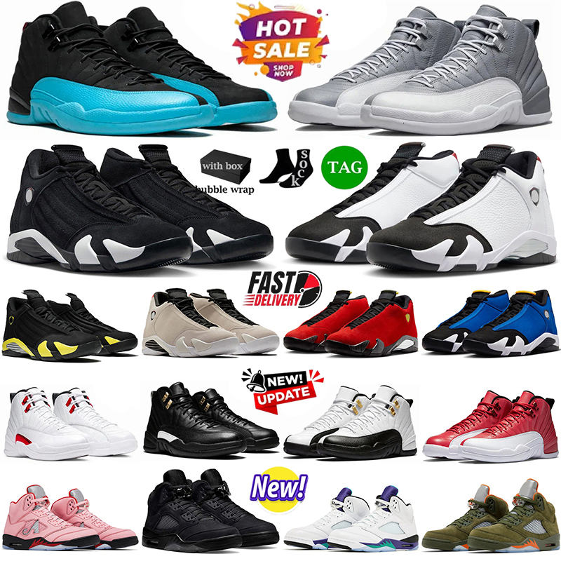 Avec Box Designer Formateurs 5S 12S 14S Chaussures de basket-ball Hommes Baskets Noir Taxi Stealth Gamma Bleu Rouge Twist Gris Foncé Cuir De Luxe
