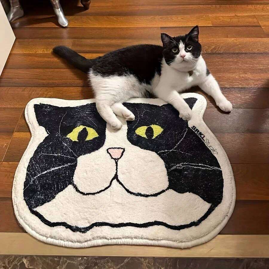 1 Piece of Cat Floor Mat Is Anti Slip, Waterproof, and Stain Resistant, Suitable for Bathroom, Bedroom, Kitchen, Home Decoration H260227-image-1095653330