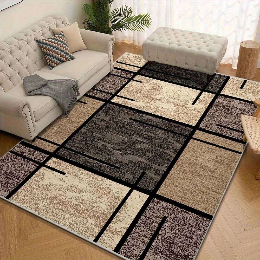 Luxury Area Mat Premium for Living Room Bedroom Office Outdoor Beige and Brown Geometric Pattern Comfortable Mats Decor INS H260226-image-1095647692