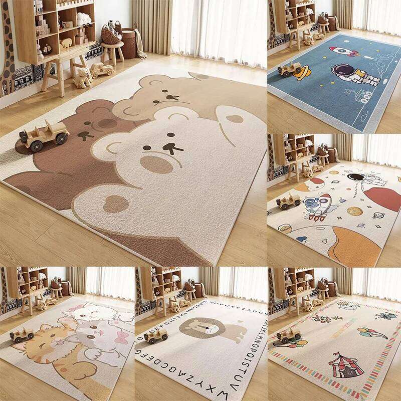 Cartoon Children's Flannel Carpet Carpets Bed Washroom Floor Mat Rug Dining Rugs for Living Room Decoration Maison H260226-image-1095645680