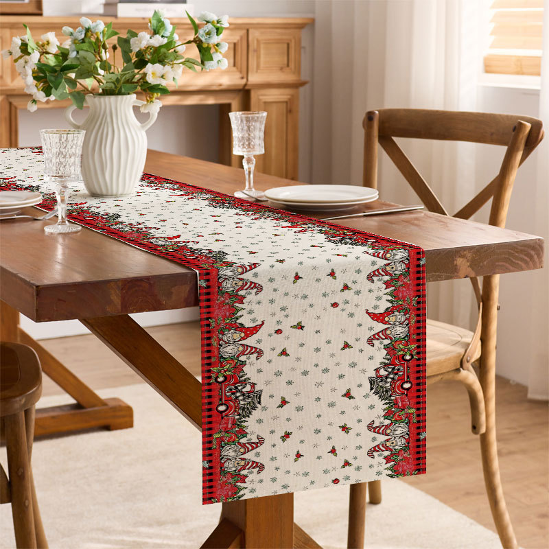 Table runner, Christmas tablecloth, linen printed placemat, party kitchen table decoration cloth, heat insulation mat, placemat.YJ880101-image-1100056825