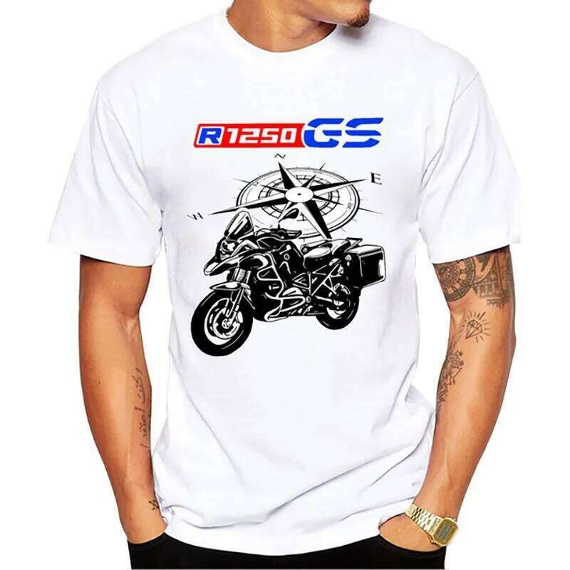 Conduire la moto classique R 1250 GS E30 T-shirt imprimé été hommes à manches courtes blanc haut décontracté Hip Hop garçons Cycl C260228