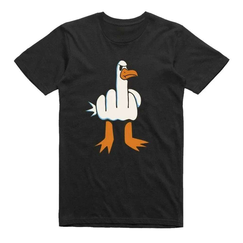 Rude Seagull Design T-shirt graphique drôle Coupe ample T-shirt décontracté Quotidien Streetwear Tops respirants pour hommes et femmes Chemise de