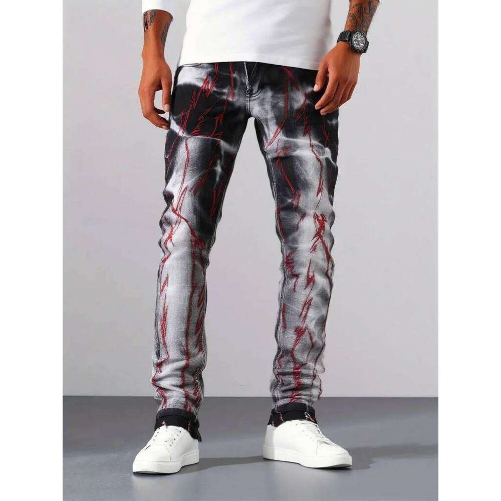 2025 Spring/Summer New D2 Jeans for Washed, Worn Out, Patched, Slimming, Trendy Men, Versatile, Small Feet, Grey Z260227