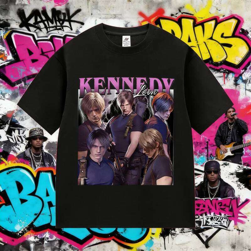 2025 Summer Limited Leon S Kennedy Retro Graphic Men's Breathable Short Sleeve Y2k 100% Pure Cotton Printed T-shirt C260228