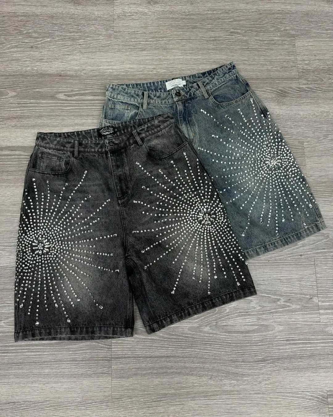 Shorts jeans version droite couleur claire été quotidien simple conception de diamant ample jambe large niche polyvalent pantalon cinq-quarts Z26