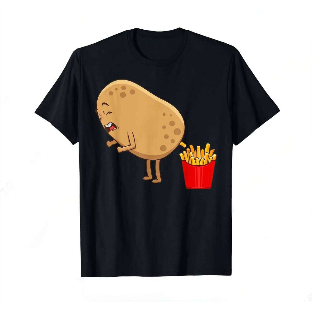 Conception drôle de frites pour hommes et femmes, T-shirt pour les amateurs de pommes de terre, vêtements d'été à la mode pour femmes C260228