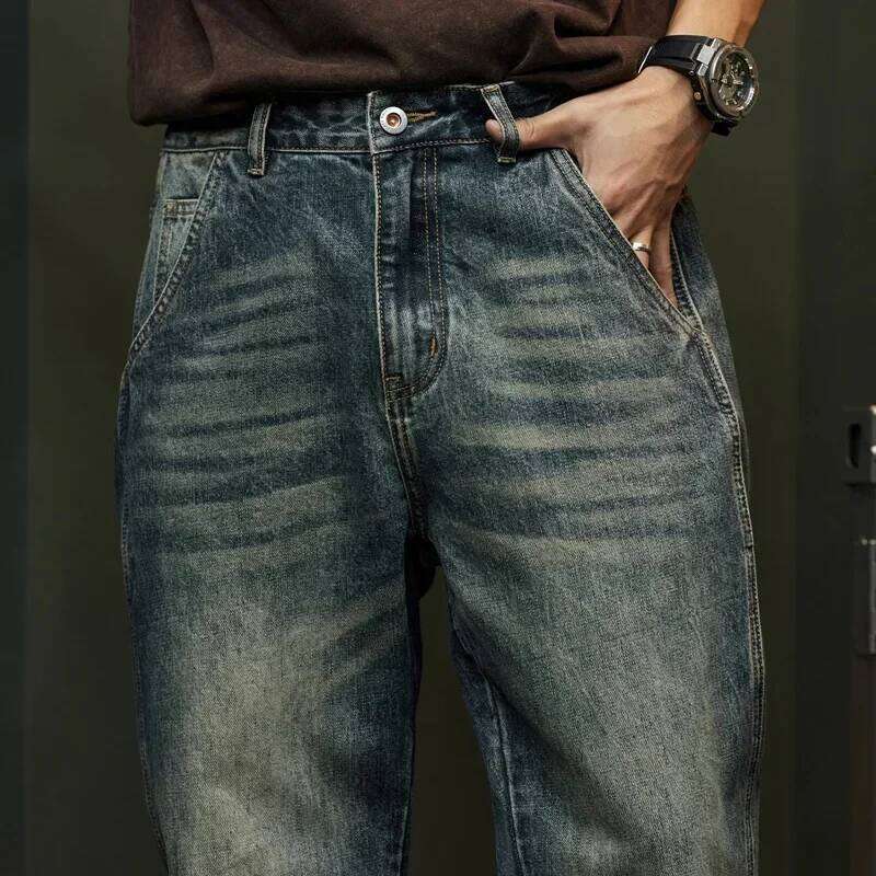 Pantalon sarouel tendance, Design d'épissure à la mode, jean rétro, vêtements de marque en Denim ample de sport de haute qualité pour hommes Z260
