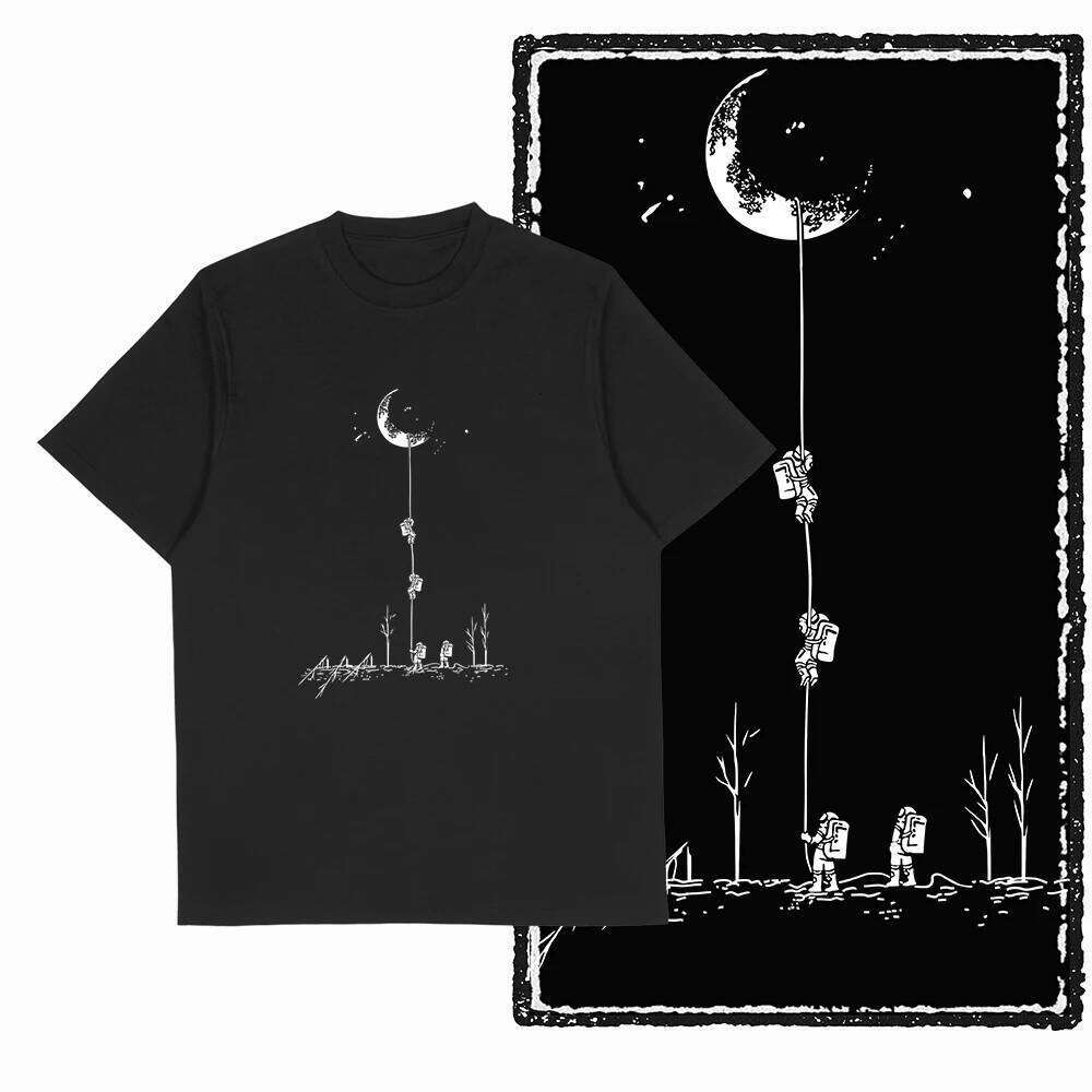 Coolmind SA 100% coton Spaceman astronaute graphique T pour hommes Cool Moon imprimé grande taille vintage noir nouveauté t-shirt pour hommes C26