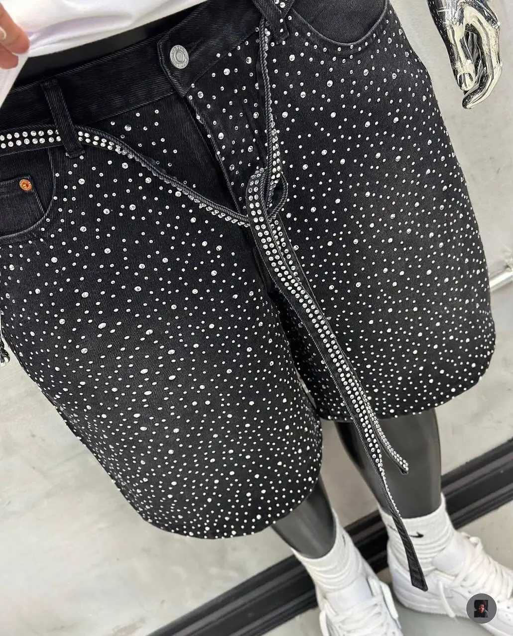 Oversized Full Diamond Craft Hip Hop Gothic Gym Shorts Y2k Low Waist Denim Sweatpants Summer Retro Casual Baggy Shorts Street Z260228