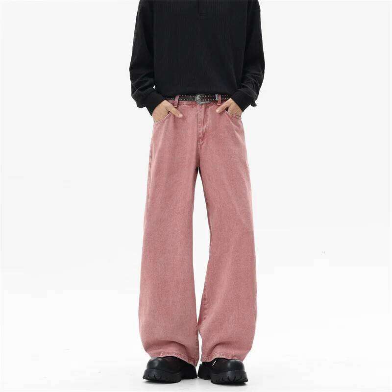 Pantalon en denim à jambe droite rose unisexe, jean neutre, Style de rue urbain, tendance, vêtements décontractés, confortable, nouveau Z260227