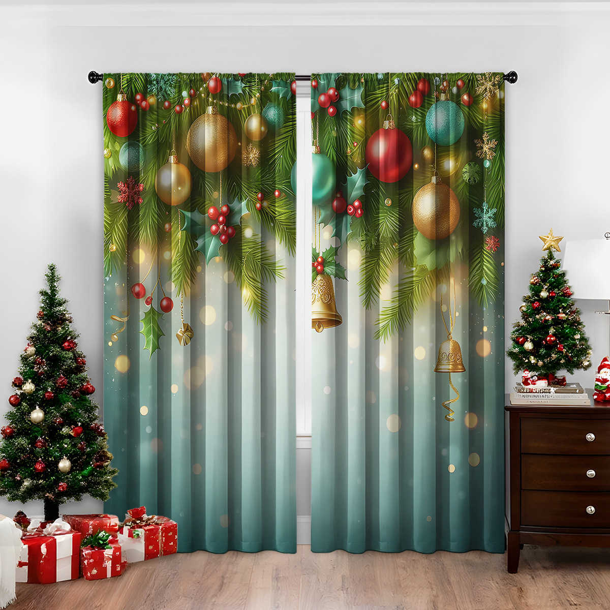 Sheer Curtains 2PCS Curtains 3D Digital Print Curtain Pattern S260227-image-1095917399