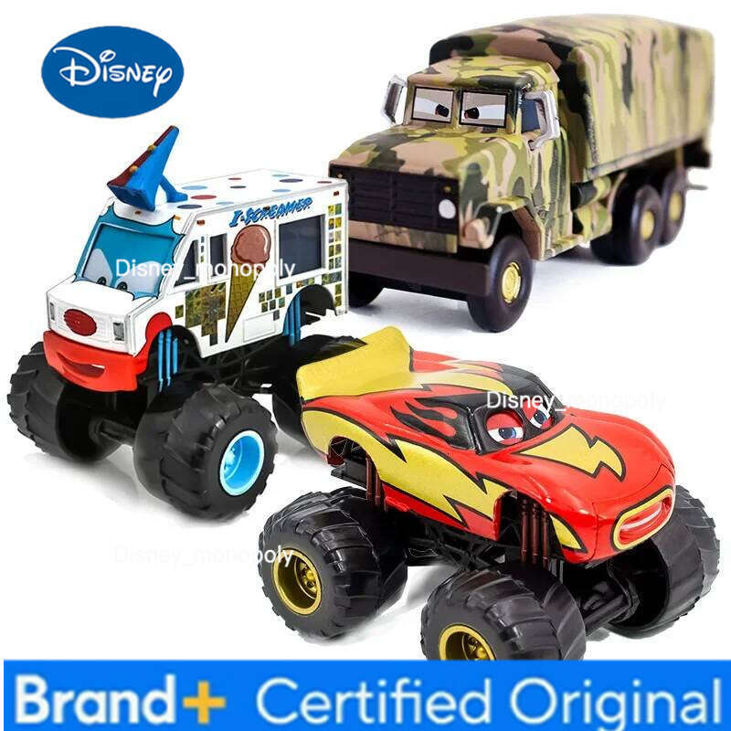 Disney Alloy die-casting Pixar Cars Big wheel ice cream high glasses McQueen camouflage truck toy car model children's gift H260228-image-1095919593