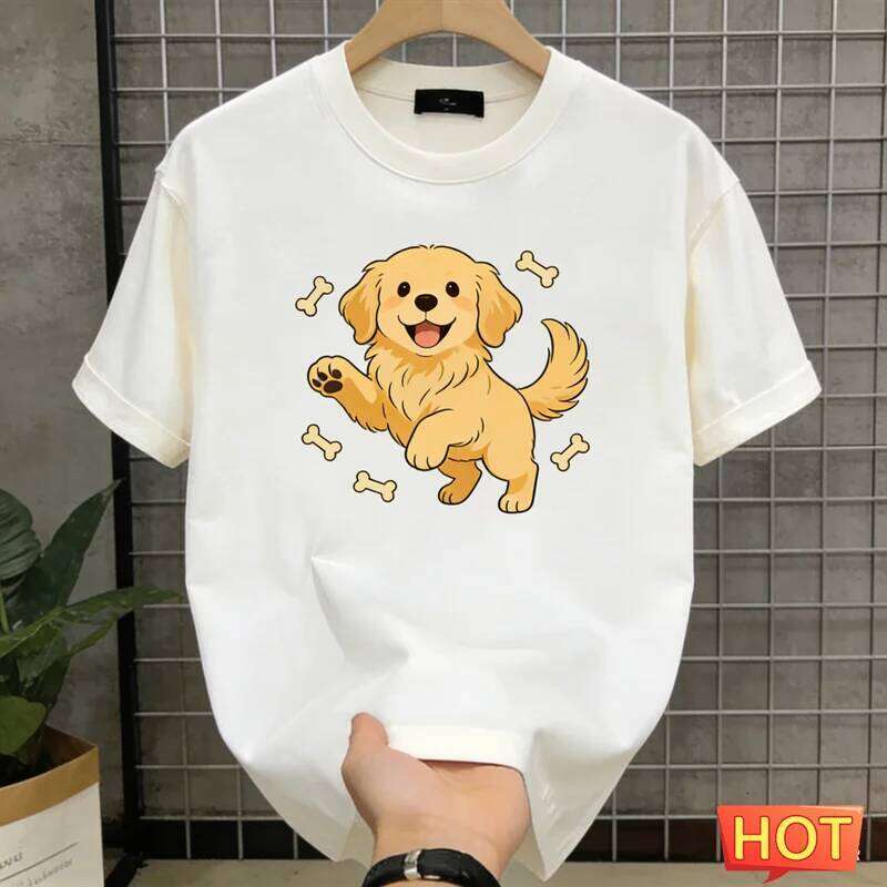 Mignon Golden Retriever Graphique T-shirts Mode À La Mode D'été À Manches Courtes 3D T-shirt Imprimé Casual Surdimensionné Unisexe Couple T-shirt