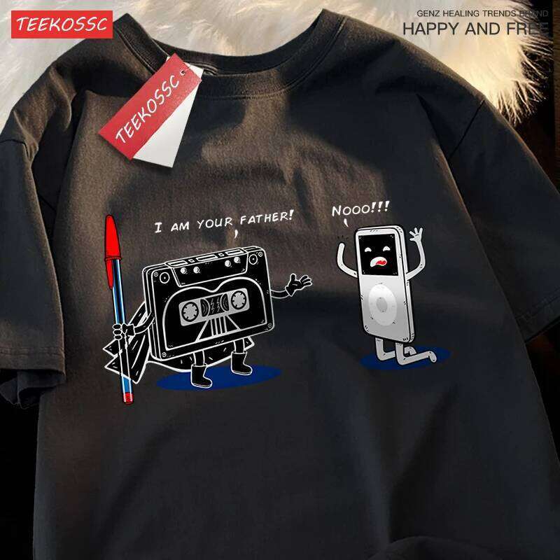Fun Cassette Tape I Am Your Father Male Clothes Hip Hop Oversize T-Shirts Summer Casual Short Sleeve Cotton Loose Street T Shirt C260228