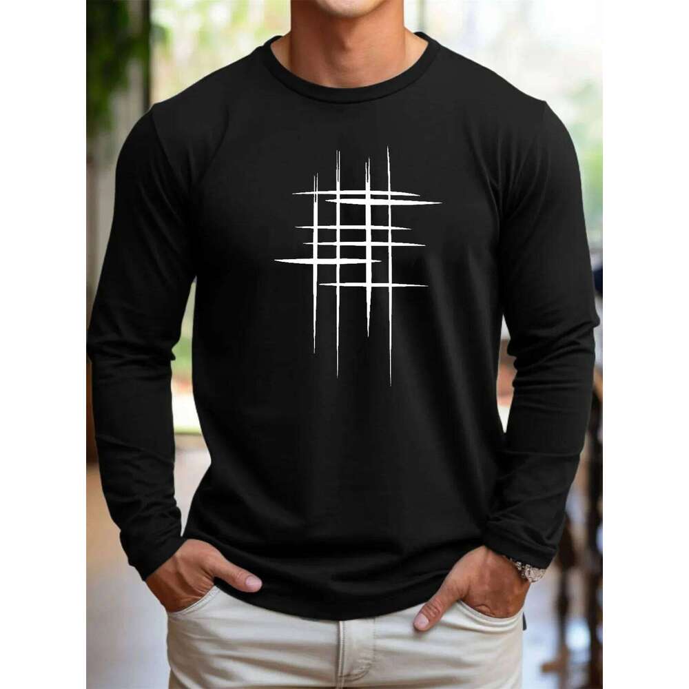 25/26 Nouveaux hommes 100% 3D hiver chaud respirant ample et confortable décontracté imprimé col rond à manches longues T-shirt haut C260228