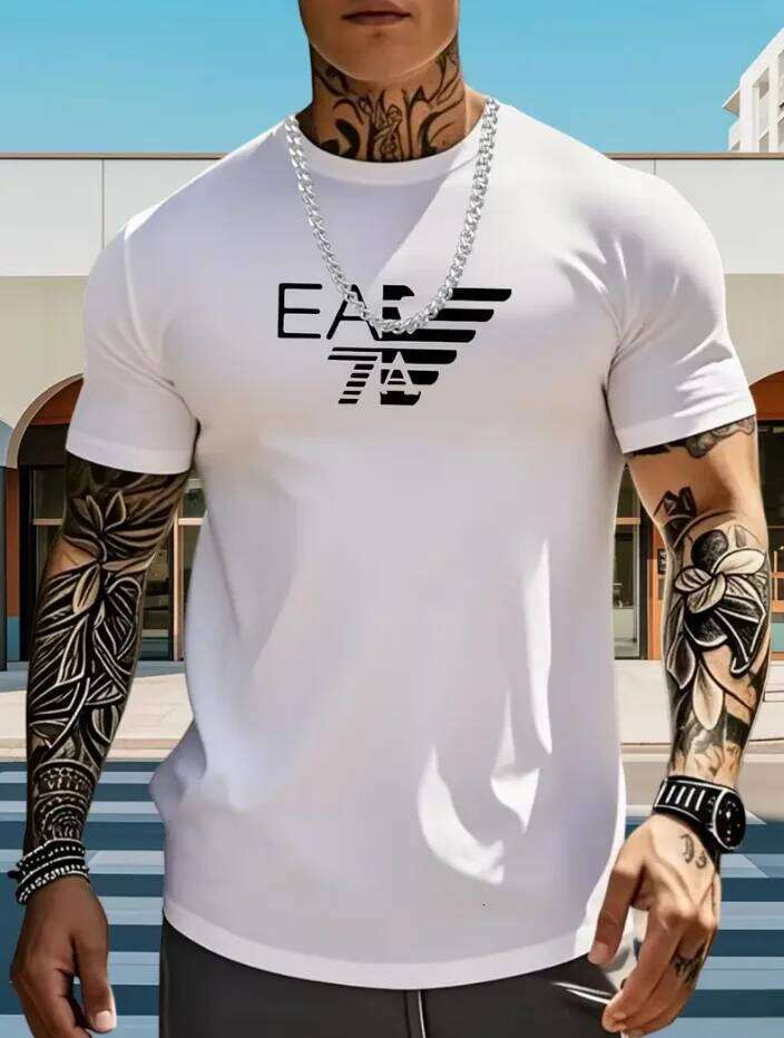 Men's Geometric Print - Breathable Summer Short Sleeve Tee Is Machine Washable A Versatile Look for Casual Wear C260228