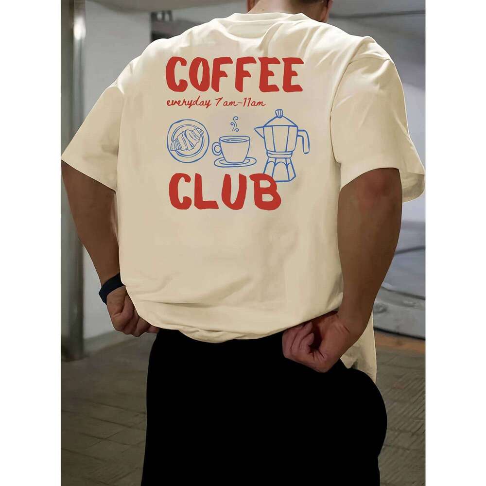 Hommes café Club loisirs T-Shirt imprimé graphique quotidien banlieue sport décontracté à manches courtes Unseix surdimensionné T-shirt haut C260